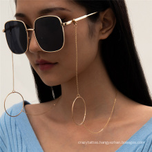 European and American Gold Silver Metal Ring Hip Hop Simple Ins Thin Chain Hanging Neck Rope Reading Glasses Sunglasses Chain Glasses Chain for Women